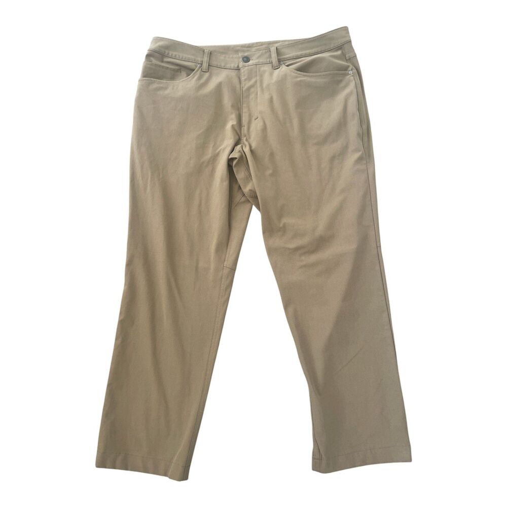 Lululemon Mens ABC Pants 5 Pocket Size 35x26 Office Chino Casual Tan Neutral